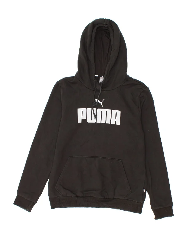 Year-End Sale PUMA Womens Graphic Hoodie Jumper UK 14 Medium Black Cotton