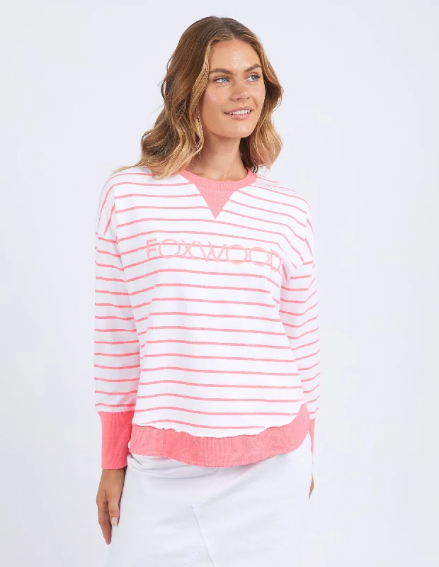 Foxwood Simplified Stripe Crew - Neon Pink