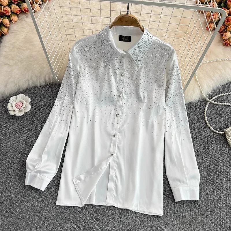 Limited Time Offer diamond fashion shirt women's fashionable and chic long-sleeved top S3995 Limited Time Offer diamond fashion shirt women's fashionable and chic long-sleeved top S3995