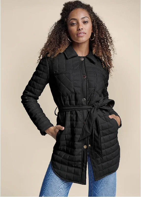 Customer Appreciation Sale Faux-Leather Shacket  - Black