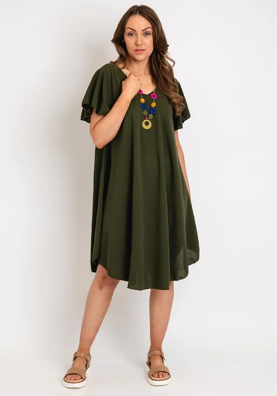 The Serafina Collection One Size Tunic Mini Dress, Khaki