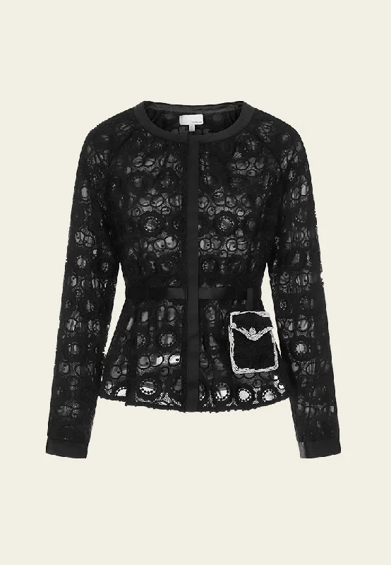 Special Savings Black Lace Slim Waist Jacket