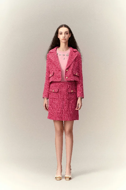 Crazy Deals Fuchsia Pink Patch-Pocket Cropped Jacket