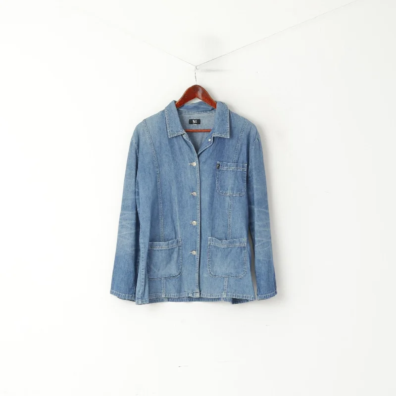 Seasonal Sale PAS Women M Denim Blazer Blue Jeans Denim Vintage Cotton Jacket Top