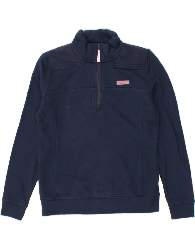 Act Now VINEYARD VINES Womens Zip Neck Sweatshirt Jumper UK 14 Medium Navy Blue
