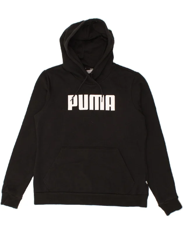 Bonus Savings PUMA Womens Graphic Hoodie Jumper UK 14 Large Black Polyester