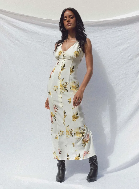 Take Advantage Malibu Maxi Dress Cream Multi
