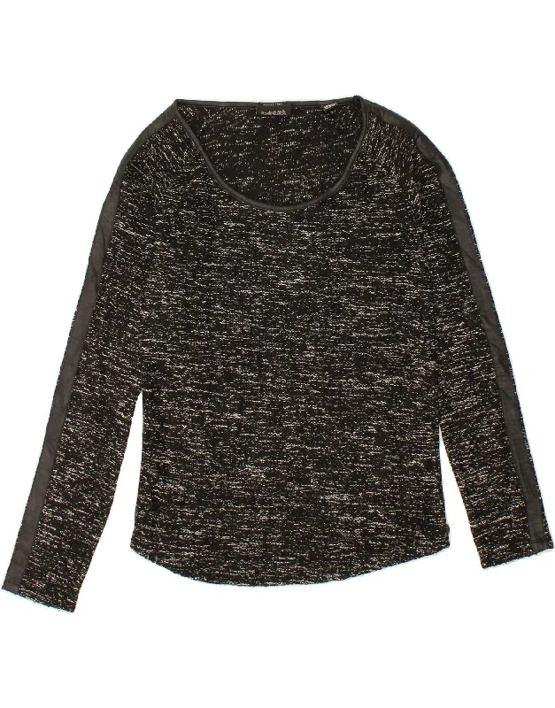 MAISON SCOTCH Womens Boat Neck Jumper Sweater US 2 XS Black Flecked