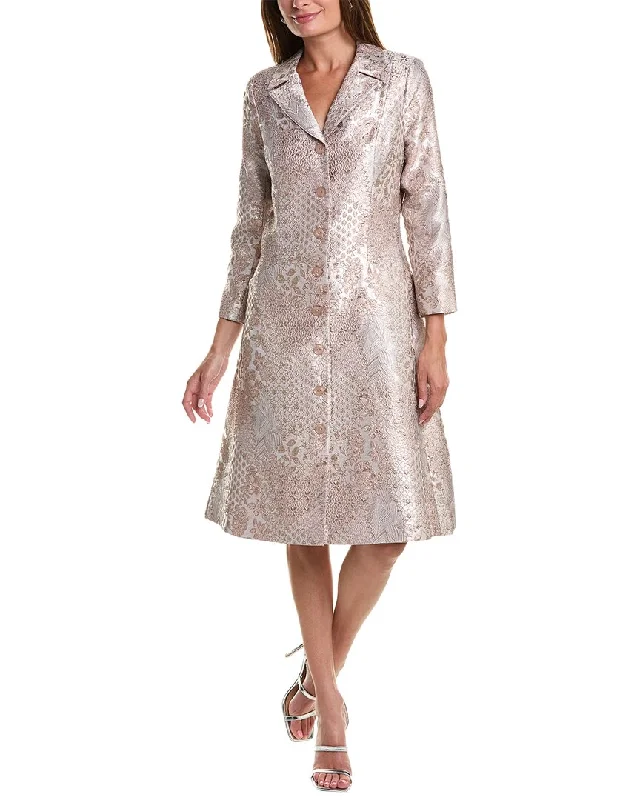 Markdown Madness Teri Jon by Rickie Freeman Metallic Jacquard Shirtdress