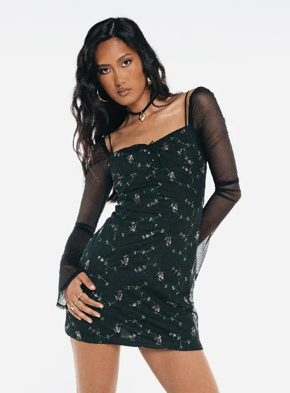 Instant Savings Quinny Long Sleeve Mini Dress Black