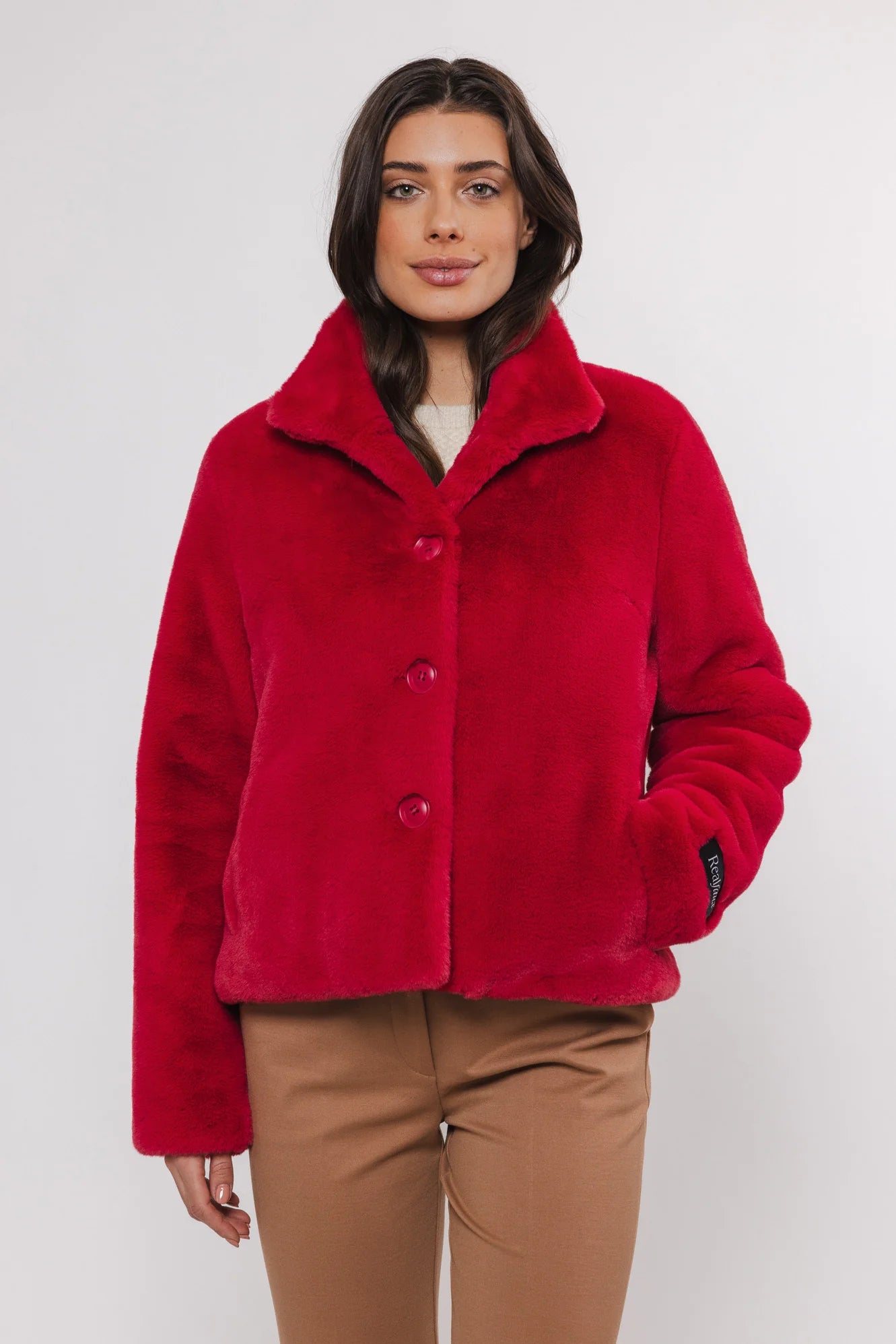Midnight Sale Rino & Pelle Vie Faux Fur Jacket - Red Berry