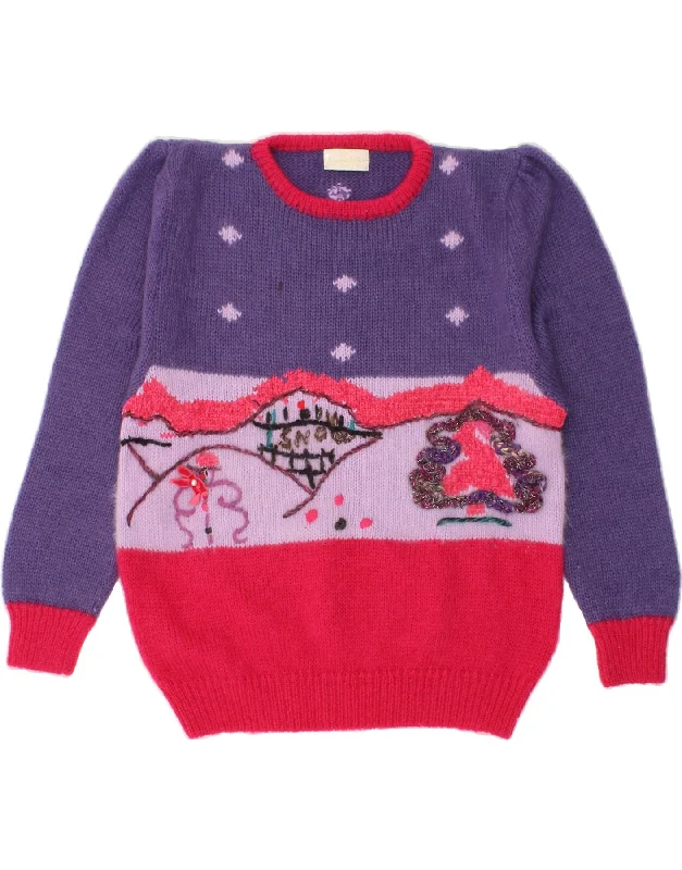 Don’t Miss Out VINTAGE Womens Boat Neck Jumper Sweater UK 14 Large Purple Colourblock Don’t Miss Out VINTAGE Womens Boat Neck Jumper Sweater UK 14 Large Purple Colourblock