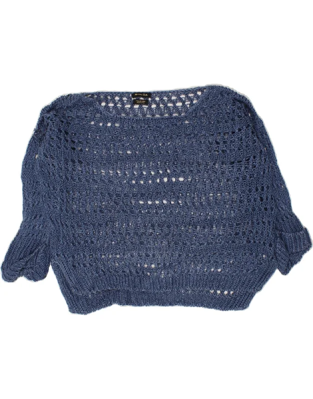 Price Meltdown MASSIMO DUTTI Womens Boat Neck Jumper Sweater UK 10 Small Navy Blue