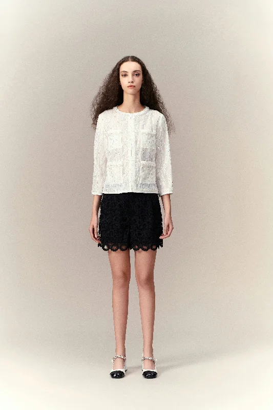 Act Fast Sequin-detail Mesh Jacket