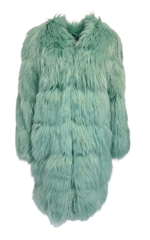 Limited Time Faux Fur Coat in Mint Color