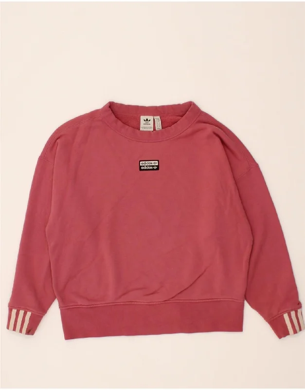 ADIDAS Womens Oversized Sweatshirt Jumper UK 6  XS  Pink Cotton