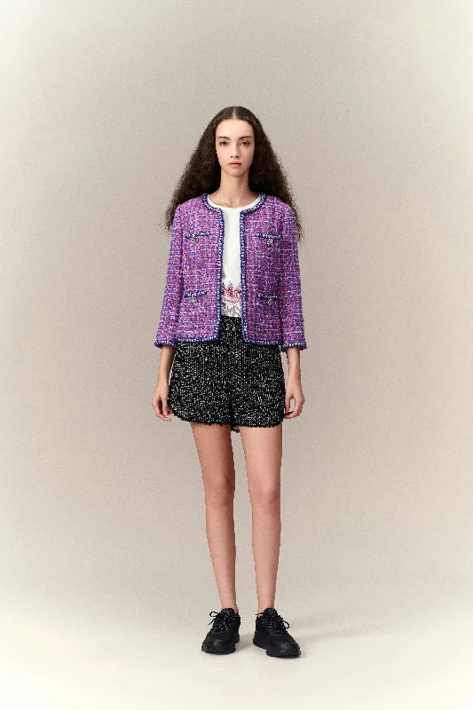 Online Specials Primary Color Illusion Chunky Woven Tweed Jacket