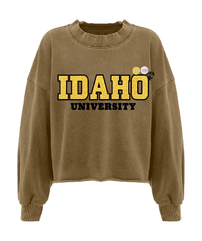 Sweatshirt crop porter havane "UNIVERSITY"