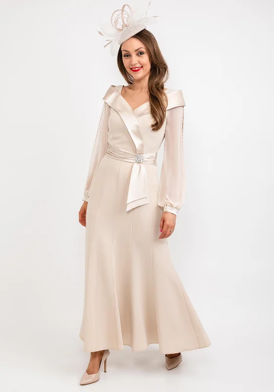 Deal of the Week Couture Club Off The Shoulder Boat Neck Dress, Sand