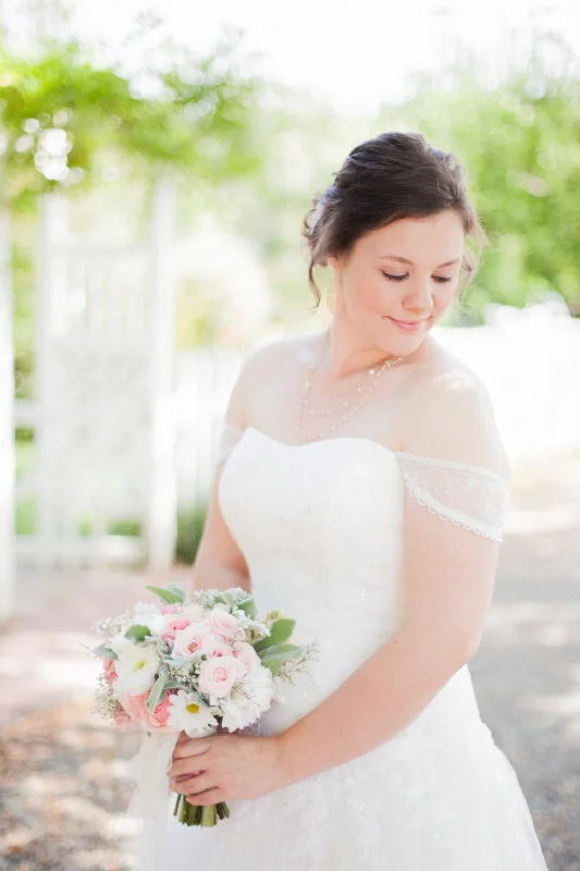 Mega Sale David's Bridal Strapless Tulle Ball Gown with Lace Embellishments