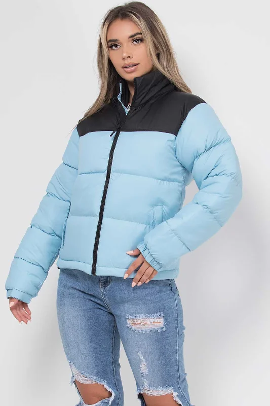 Discount Days Puffer Jacket Blue And Black Colour Block
