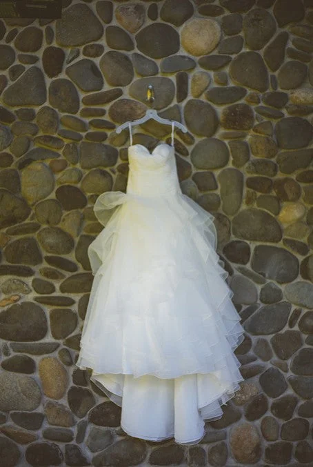 Deep Discounts David's Bridal Strapless Organza Wedding Dress with Ruffles