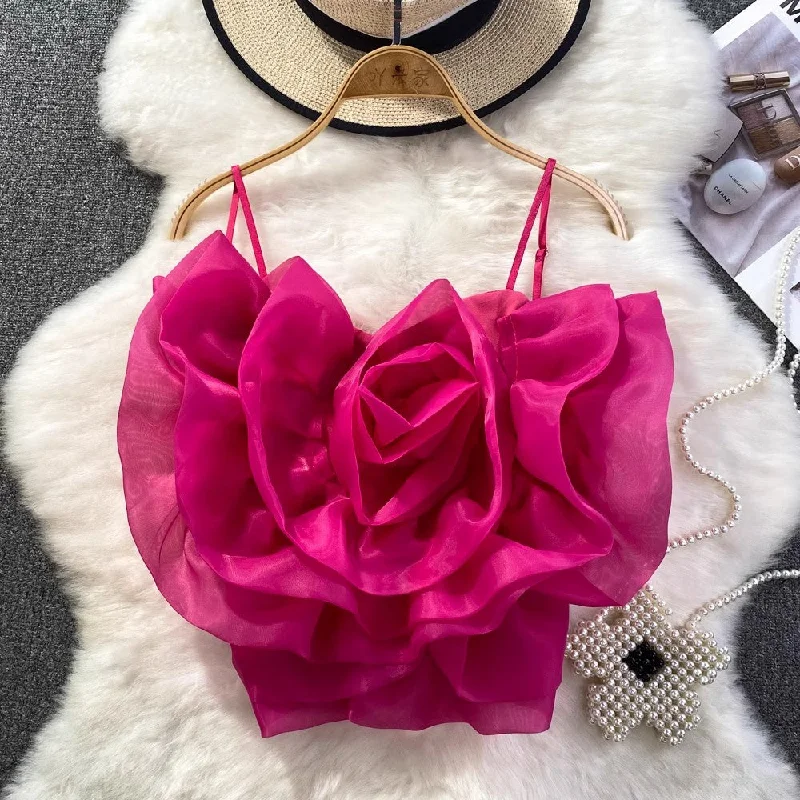 Special Savings design flower tube top suspender top for women's outer wear sleeveless short top     S4191