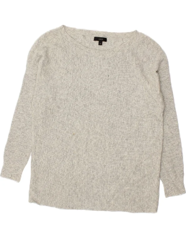 Steals and Deals J. CREW Womens Oversized Boat Neck Jumper Sweater UK 6 XS Grey Flecked