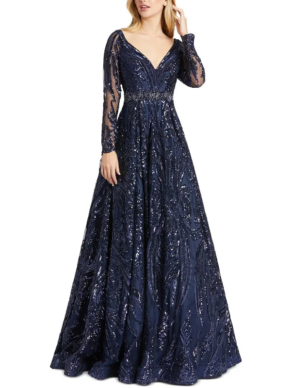 Womens Sequined Long Evening Dress