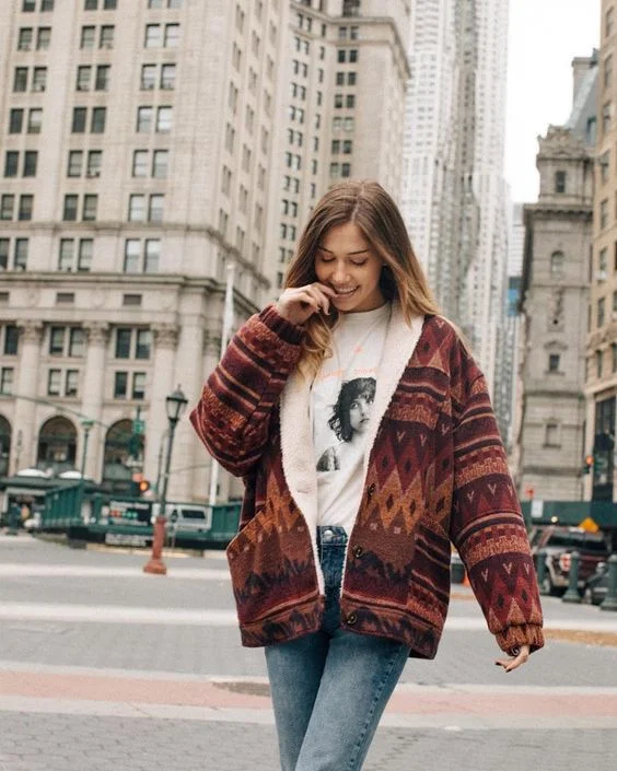Act Now Maroon Aztec furry lined jacket  uk 12