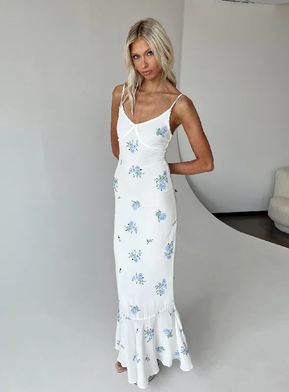 Closeout Sing Along Maxi Dress White / Blue Tall
