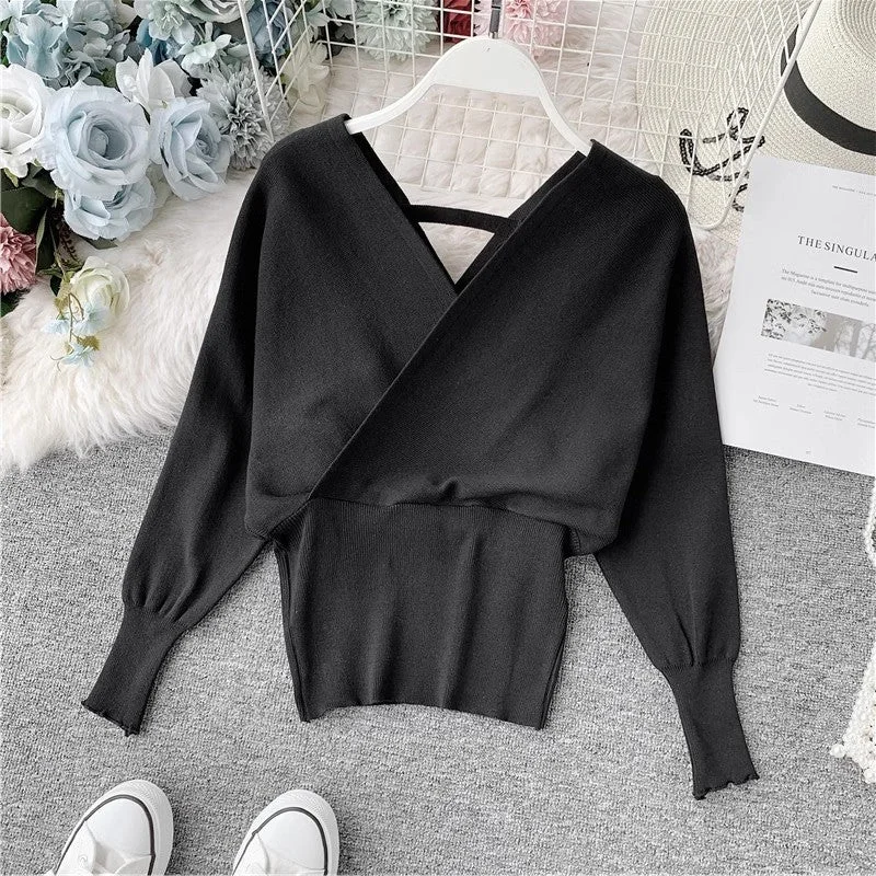Season Finale Sale Sexy v-neck sweater women's top sweater shirt     S4093