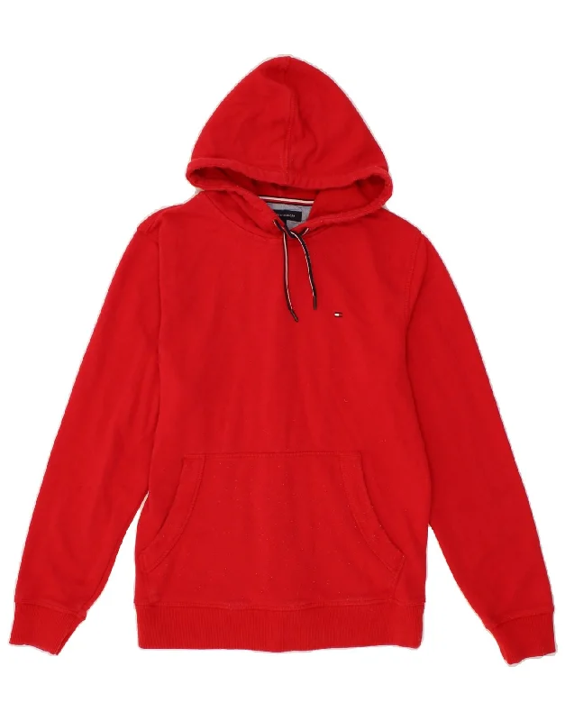 Flash Sale TOMMY HILFIGER Womens Hoodie Jumper UK 14 Medium Red Cotton