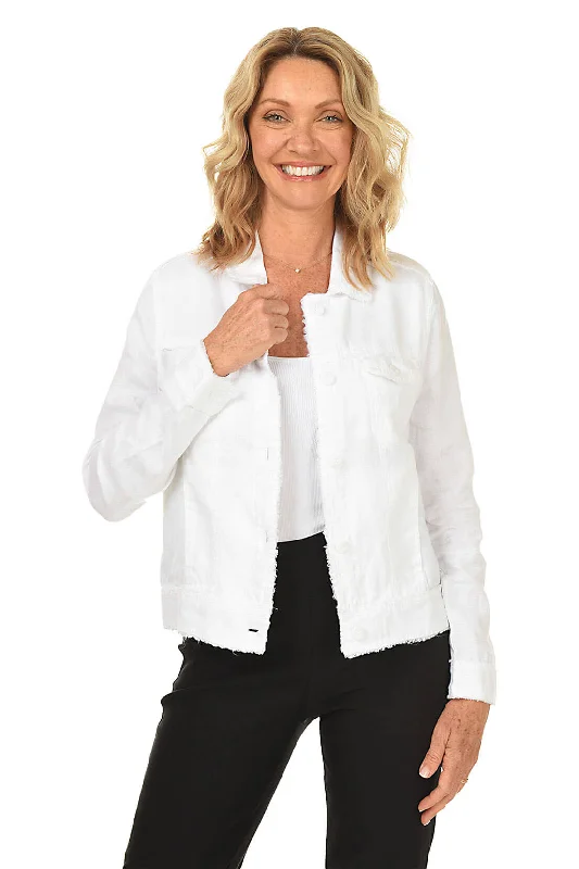 Low Prices Frayed Linen Jacket