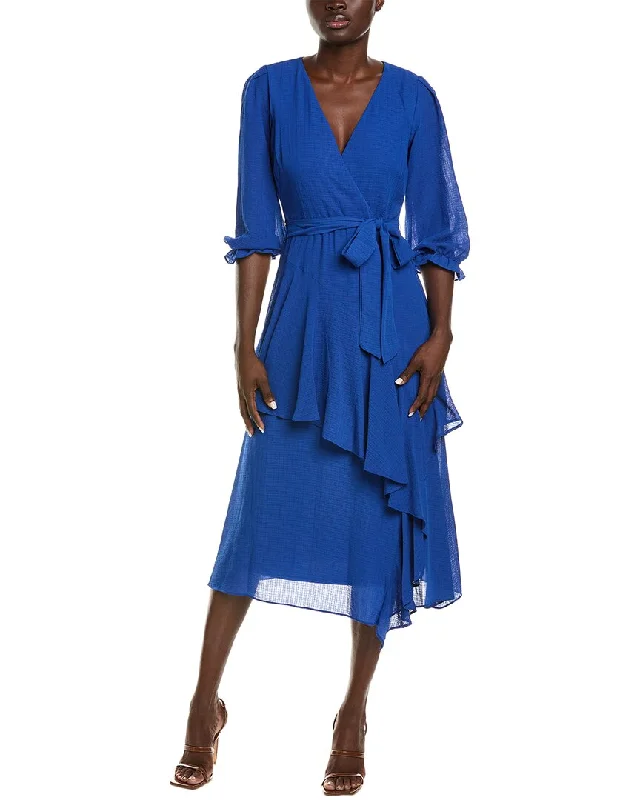 Online Exclusive Maison Tara Check Chiffon Maxi Dress