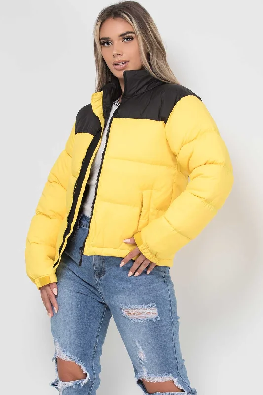 Puffer Jacket Yellow Colour Block