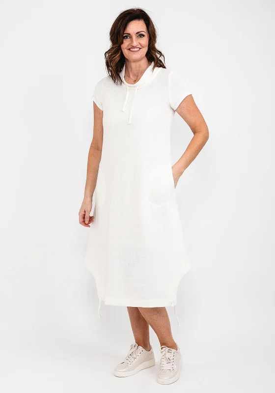 Exclusive Deal Elsewhere Cowl Neck Knit Casual Dress, Off White