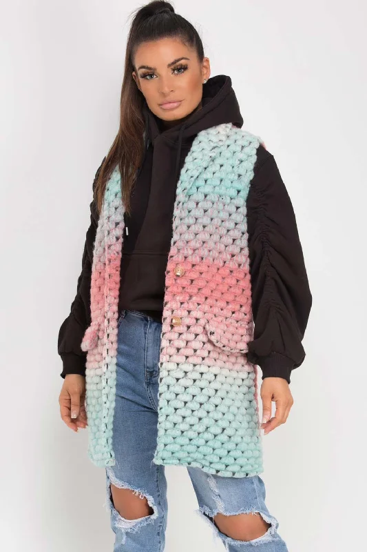 Holiday Sale Knitted Sleeveless Shacket Tie Dye