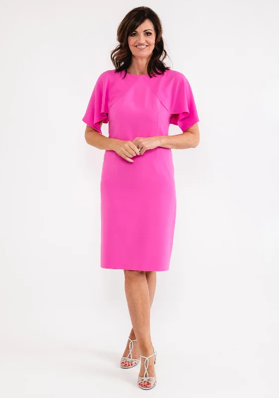 Super Sale Ella Boo Cape Sleeve Pencil Midi Dress, Pink