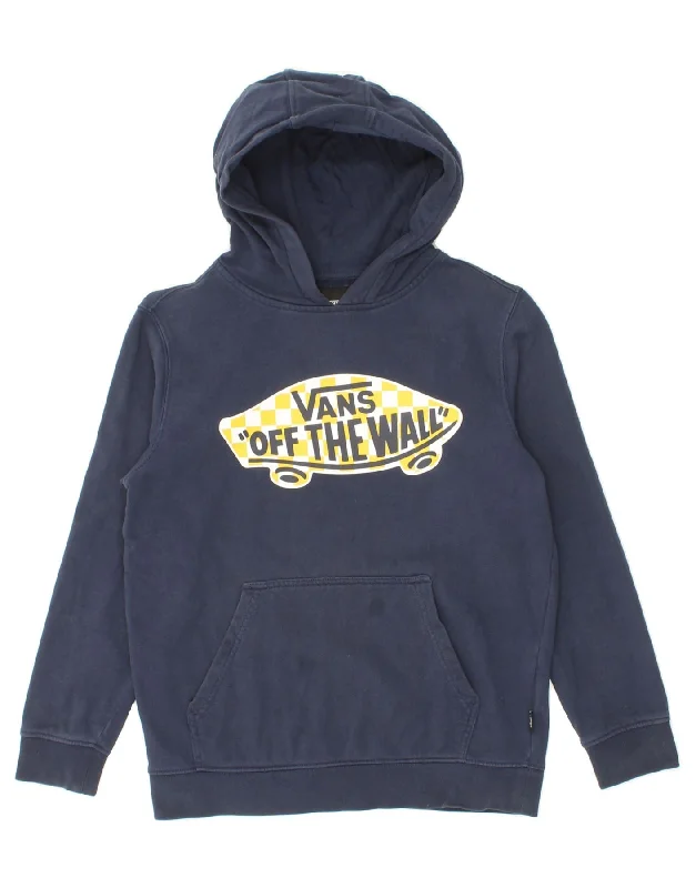 Great Deals VANS Womens Graphic Hoodie Jumper UK 14 Medium Navy Blue Cotton