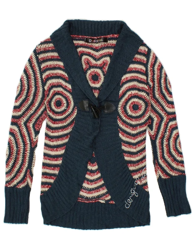 Act Now DESIGUAL Womens Cardigan Sweater UK 12 Medium Navy Blue Striped Acrylic