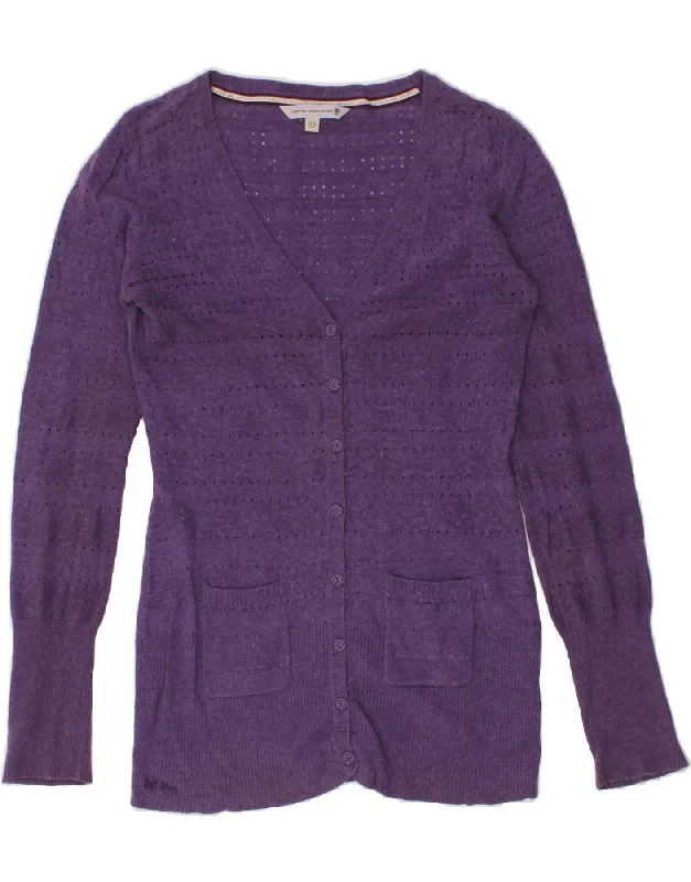 FAT FACE Womens Cardigan Sweater UK 14 Medium Purple Cotton