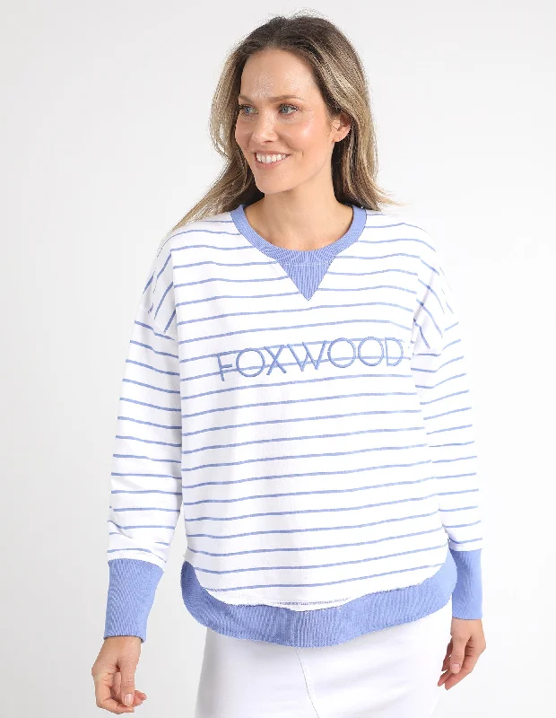 YEAR-End Sale Foxwood Simplified Stripe Crew - Neon Blue