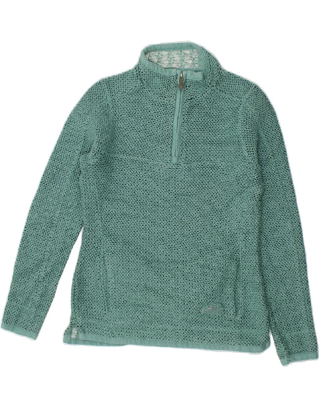 Sale Event WEIRD FISH Womens Zip Neck Jumper Sweater UK 8 Small Green Cotton