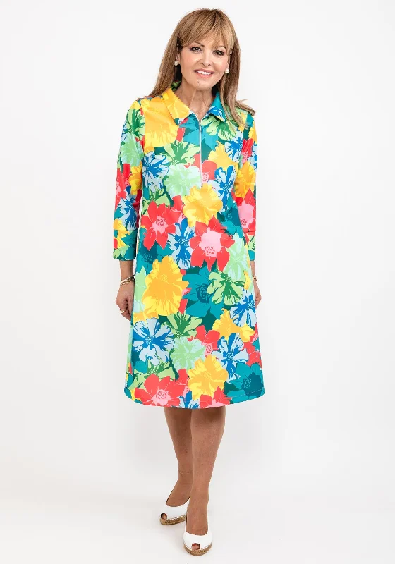 Super Sale Leon Collection Tropical Print Shift Dress, Multi