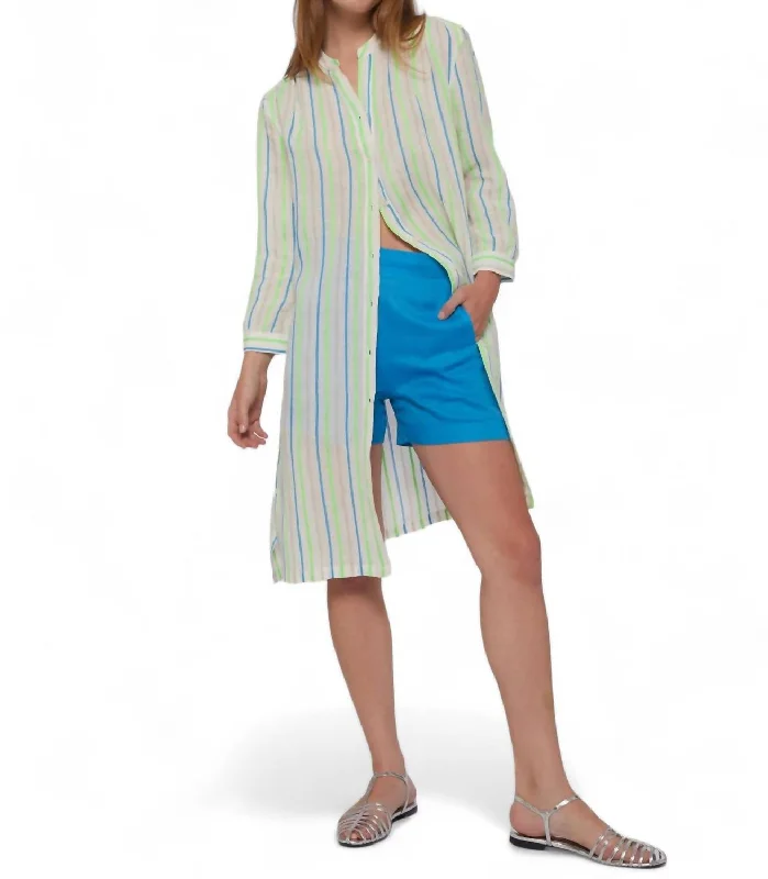 Deep Discounts Rebecca Dress In Green Neon Stripes
