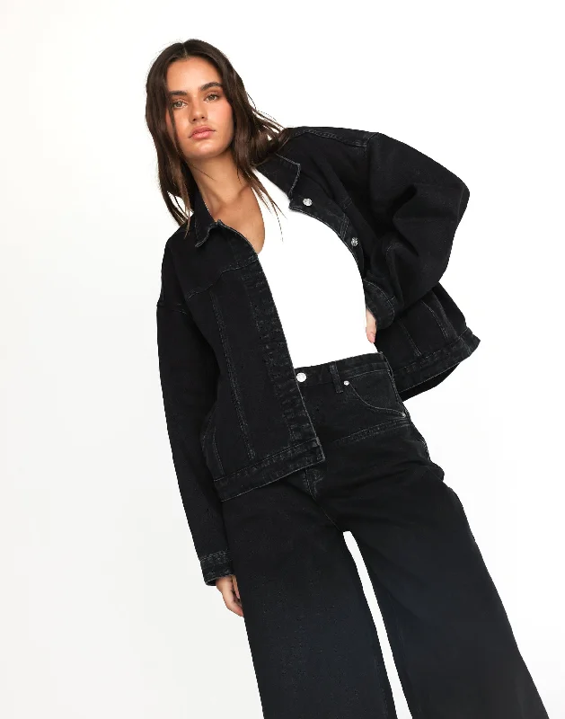 Stock Clearance Cole Denim Jacket (Vintage Black)
