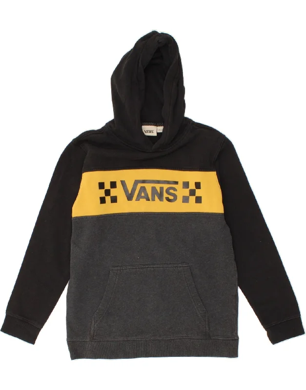 Mega Sale VANS Womens Graphic Hoodie Jumper UK 14 Large Grey Colourblock Cotton