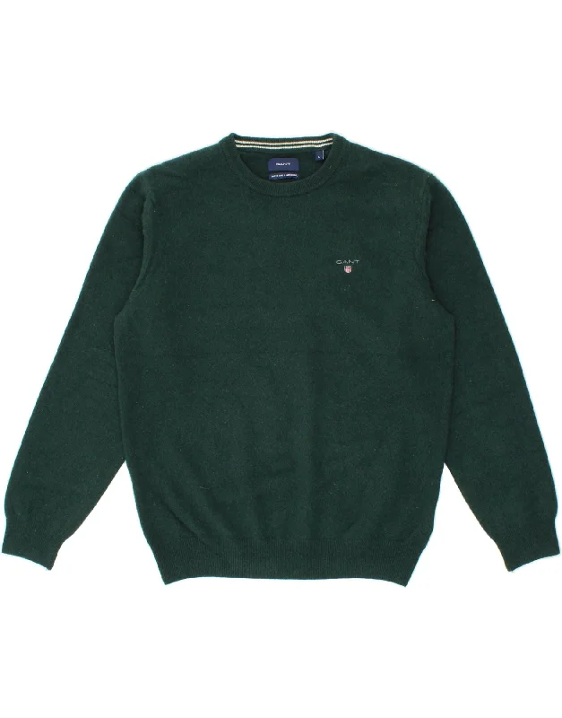 GANT Womens Crew Neck Jumper Sweater UK 16 Large Green Wool