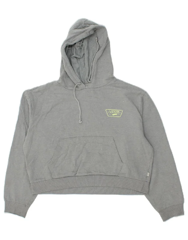 VANS Womens Oversized Crop Hoodie Jumper UK 18 XL Grey